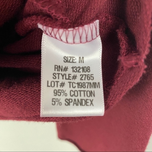 Meesh & Mia Burgundy Wine Shawl Waterfall Neckline Full Zip Blouse Women's M - Picture 10 of 12